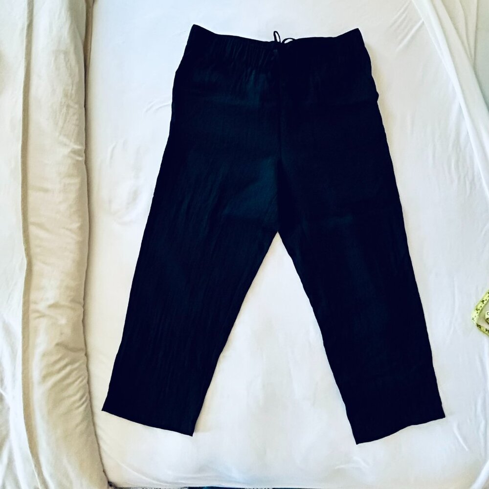 H&M Ankle Length Elastic Waist Pull On Pants in Black Size L (NWT)